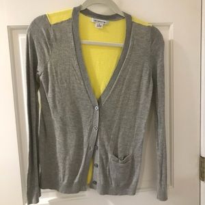 Liz Claiborne Yellow and Grey Cardigan